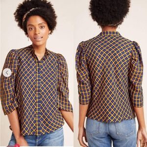 Eva Franco | Textured Plaid Button Up Blouse